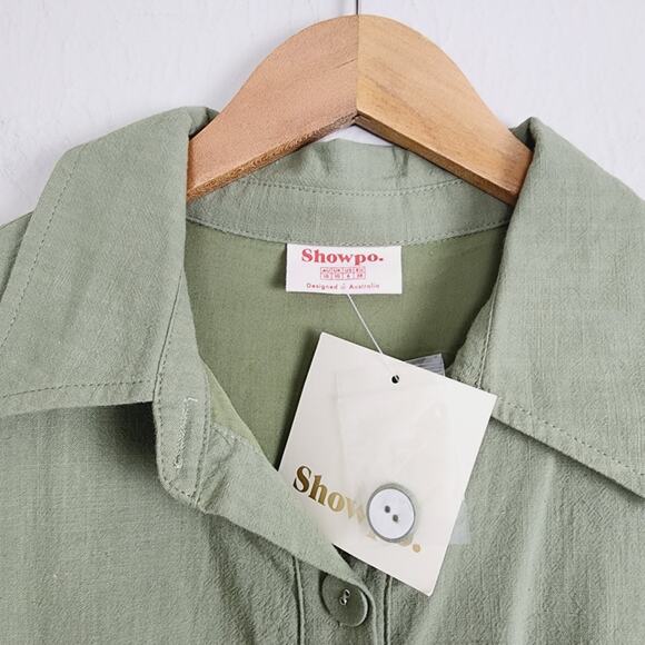 Showpo Marinie Khaki Green Belted Cargo Jumpsuit Utility Romper NWT US 6 - Picture 6 of 12
